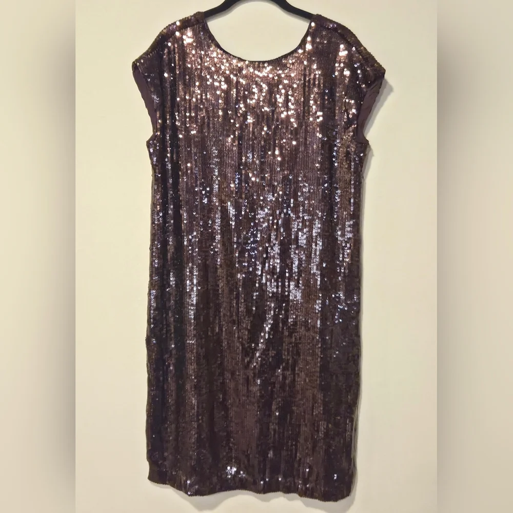 NWT Maeve Anthropologie Sparkling Brown Sequin Mini Dress Size Medium - Picture 1 of 4